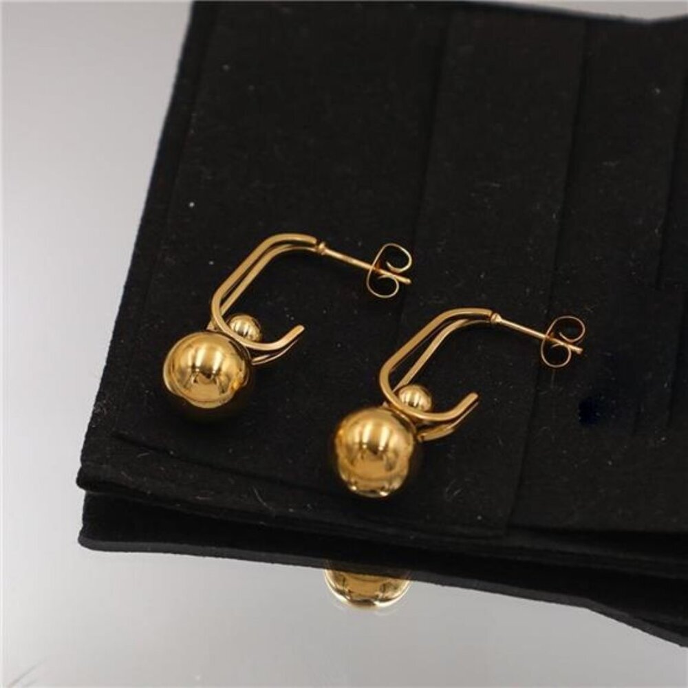 18K Gold-Plated Ball Drop Earrings - Picture 6 of 7